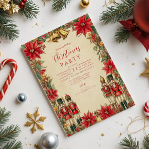 Weihnachtliche Poinsettien-Glocken Feiertag Einladung