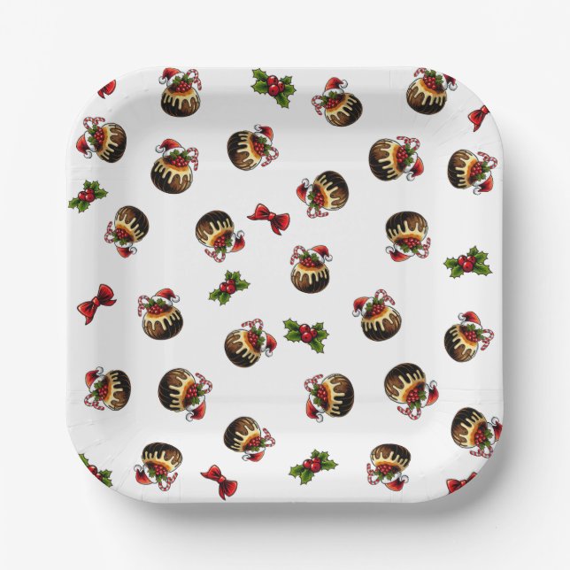 weihnachtliche Pudding Paper Plate Pappteller (Vorderseite)