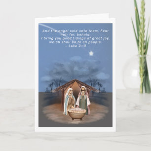 Weihnachtliche religiöse Krippenszene und Schrift Feiertagskarte