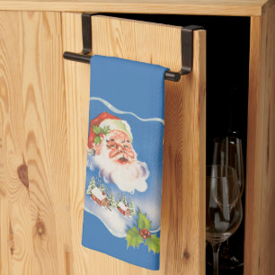 Weihnachtliche Retro-Ansicht mit fröhlichem Weihna Geschirrtuch