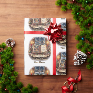 Weihnachtliche Romance mit Schnee Muster Geschenkpapier