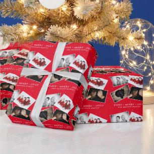 Weihnachtliche rote Familienfoto-Weihnachtscollage Geschenkpapier