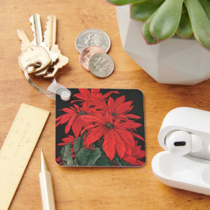 Weihnachtliche rote Poinsettien-Pflanzen Blumen im Schlüsselanhänger