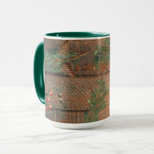 Weihnachtliche rustikale Koniferen Kiefernholz Tasse