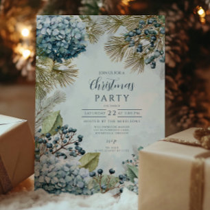 Weihnachtliche Schneefichte Hortensie Einladung