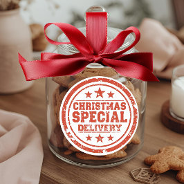 Weihnachtliche Speziallieferung im Vintage-Stil Runder Aufkleber