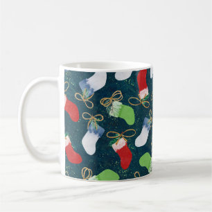 Weihnachtliche Strümpfe, Aquarellmuster nahtlos. Kaffeetasse