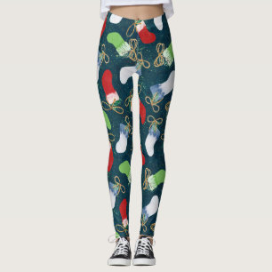 Weihnachtliche Strümpfe, Aquarellmuster nahtlos. Leggings