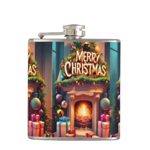 Weihnachtliche Taschenflasche – Frohe Weihnachten  Flachmann