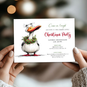 Weihnachtliche Verrückte Gans Humor Whimsy Party E Einladung