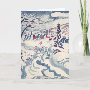 Weihnachtliche Vintage-Ansicht, Winterdorf-Schneel Feiertagskarte