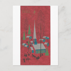 Weihnachtliche Vintage-Friedensstimmung Feiertagspostkarte