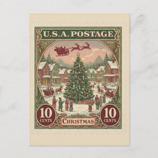 Weihnachtliche Vintage-Postbriefmarke Postkarte