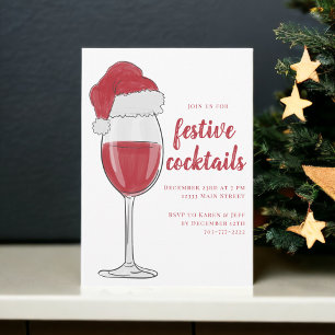 Weihnachtliche Weihnachts-Cocktails Party Wein Einladung