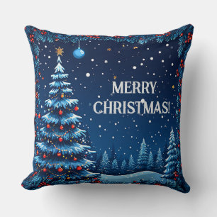 Weihnachtliche Weihnachtsnacht mit Schnee Kissen