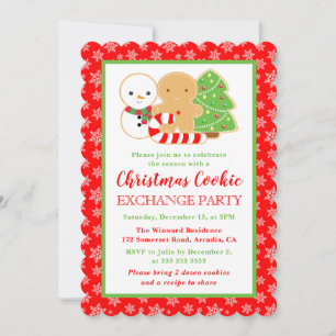 Weihnachtliche Weihnachtsplätzchen-Tauschparty Einladung
