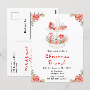 Weihnachtliche Weihnachtstee-Party Rot Postkarte