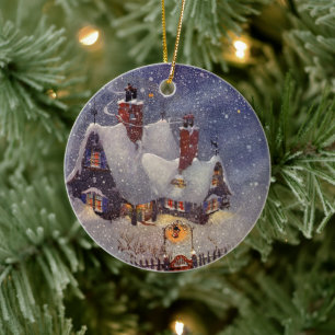 Weihnachtliche Werkstatt des Weihnachtsmanns am No Keramikornament