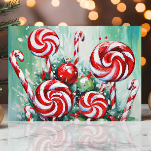 Weihnachtliche Zuckerstange und Pfefferminz Weihna Feiertagskarte