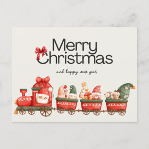Weihnachtliche Zug-Grußkarte  Feiertagspostkarte