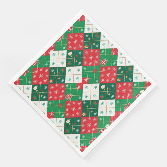 Weihnachtlicher Argyle-Jubel Serviette (Ecke)