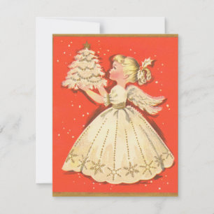 Weihnachtlicher Engel Mädchen im Vintage Stil Feiertagskarte