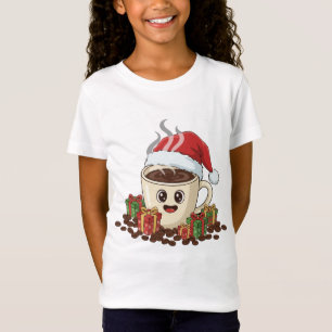 Weihnachtlicher Kawaii-Kaffeeschoppen-Santa-Hut T-Shirt