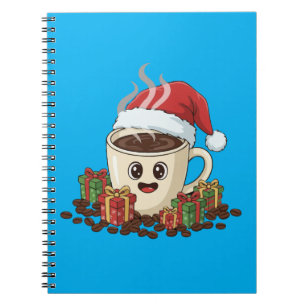 Weihnachtlicher Kawaii-Weihnachtsmann-Kaffeemütze Notizblock