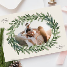 weihnachtlicher Kiefernrahmen-Kranz elegantes Foto