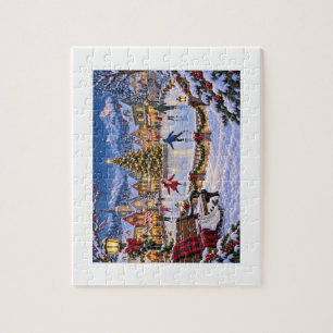 Weihnachtlicher Marktplatz Eislaufplatz Puzzle