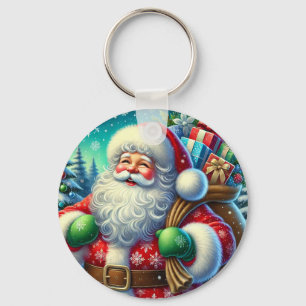 Weihnachtlicher Nikolaus mit Geschenksack Schlüsselanhänger