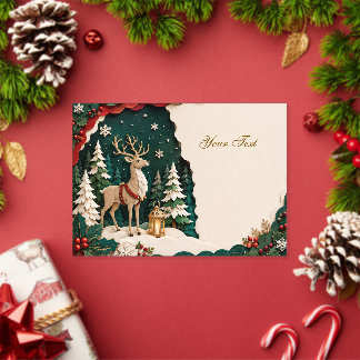 Weihnachtlicher Rentier Wald Rahmen Acryleinladungen