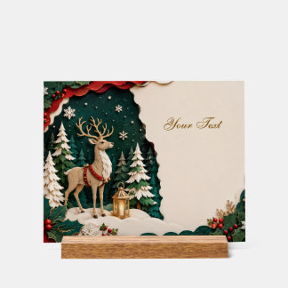 Weihnachtlicher Rentier Wald Rahmen Acrylschild