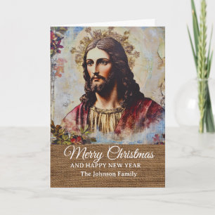 Weihnachtlicher rustikaler Jesus Frohe Weihnachten Karte