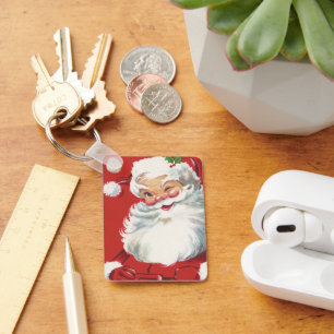 Weihnachtlicher Santa Claus, fröhlich und zwinkern Schlüsselanhänger