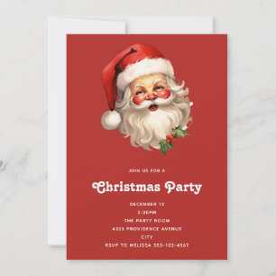 Weihnachtlicher Santa Claus im Retro-Stil Einladung