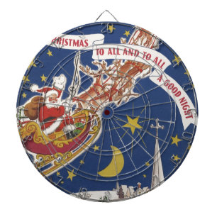 Weihnachtlicher Santa Claus mit fliegenden Rentier Dartscheibe