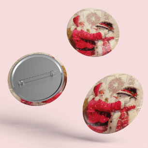 Weihnachtlicher Santa Claus Schneemann Button