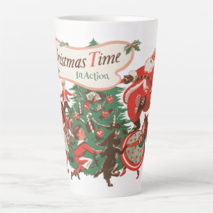 Weihnachtlicher Santa Claus und tanzende Kinder im Milchtasse