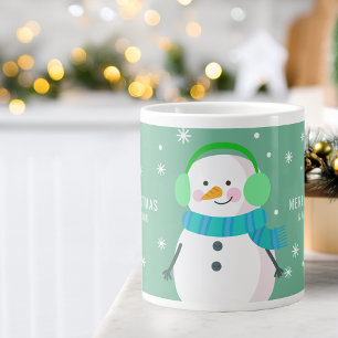 Weihnachtlicher Schneemann Schneeflocke Frohe Weih Jumbo-Tasse
