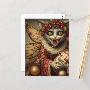 Weihnachtlicher Vampirkatze-Christmas-Eggnog Postkarte