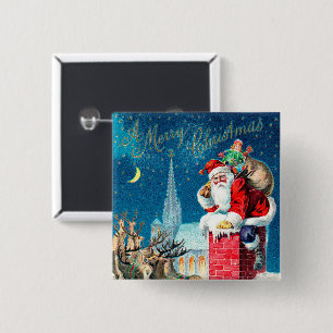 Weihnachtlicher viktorianischer Weihnachtsmann auf Button
