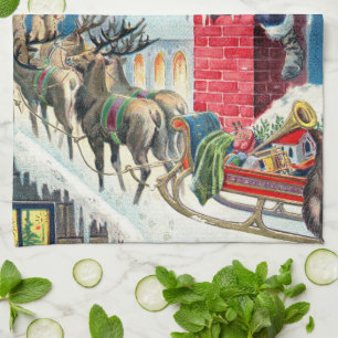 Weihnachtlicher viktorianischer Weihnachtsmann auf Geschirrtuch