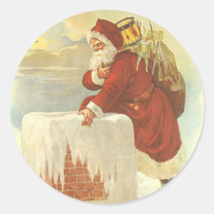 Weihnachtlicher viktorianischer Weihnachtsmann im Runder Aufkleber