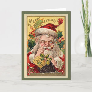 Weihnachtlicher Vintage-Weihnachtsmann Feiertagskarte