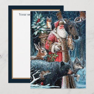 weihnachtlicher vintage Weihnachtsmann fügt Sentim Mitteilungskarte