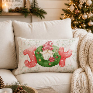 Weihnachtlicher Wasserfarben-Christmas-Gnom-Freude Lendenkissen