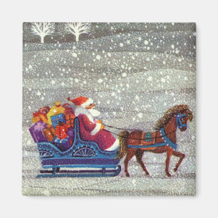 Weihnachtlicher Weihnachten, Santa Claus Pferdesch Magnet