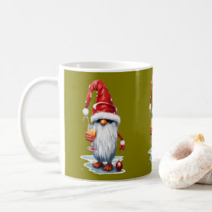 Weihnachtlicher Weihnachts-Gnom-Gonk mit einem Gla Kaffeetasse