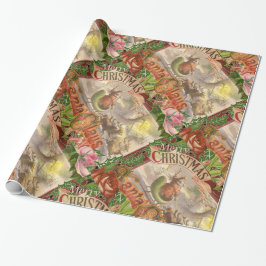 Weihnachtlicher Weihnachtsmann fliegt mit Schlitte Geschenkpapier